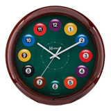 Relógio De Parede Herweg Decorativo Snooker 660117 Nogueira