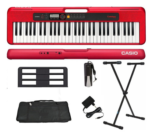 Kit Teclado Musical Casio Casiotone Ct-s200 61 Teclas Red
