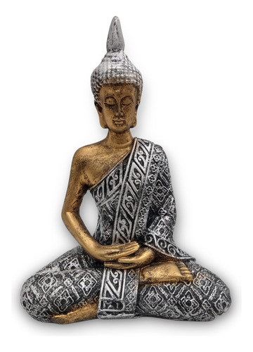 Buda Hindu M - Roupa Prata C/ Pele Ouro