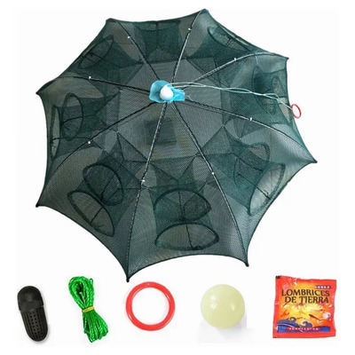 Trampa Plegable Red Pesca Cangrejos Peces Jaibas 16 Agujeros | MercadoLibre