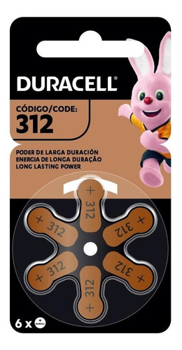 Pilas Para Audífonos Duracell Tamaño 312 Paquete De 6