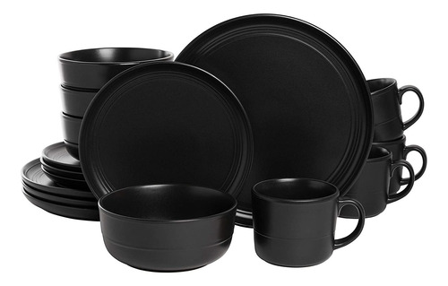 Set Vajilla Negro Mate 16 Piezas 10 Strawberry Street