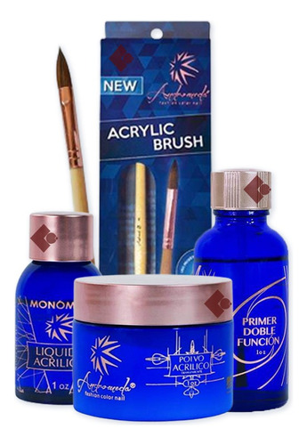 Kit Uñas Acrilica Andromeda Monomero,polvo,primer 1oz+pincel