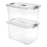 2 Cajas Organizadoras Plásticas Transparentes Grandes Tapa 1