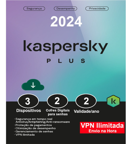 Kaspersky Antivírus Plus 3 Usuários 2 Anos