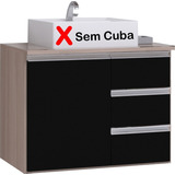 Gabinete Armário Banheiro Prisma 60cm - Sem Cuba Cor Do Móvel Madeirado-preto