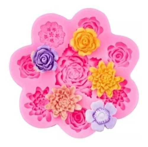 Molde Silicona 8 Flores Rosas Porcelana Fondant Belgrano