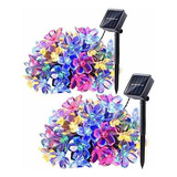 Juego De 2 Luces Solares De 9,5 M 50 Leds De Flores De Cerez