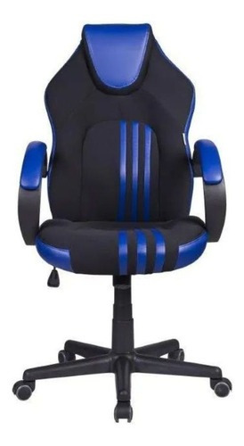 Cadeira Gamer Preta E Azul Pelegrin Pel-3005 Cor Preto E Azul Material Do Estofamento Tecido Com Detalhes Em Couro Pu