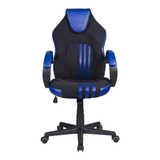 Cadeira Gamer Preta E Azul Pelegrin Pel-3005 Cor Preto E Azul Material Do Estofamento Tecido Com Detalhes Em Couro Pu