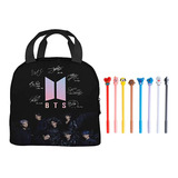 Bolsa De Almuerzo Student School Bts Con 8 Bolígrafos