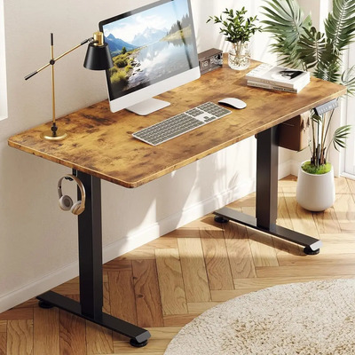 Zocalo Escritorio Elevable 120 Cm Altura Ajustable Para Computadora Escritorio Gamer Escritorios Para Oficina De Madera Minimalista Color Marrón | Meses sin interés