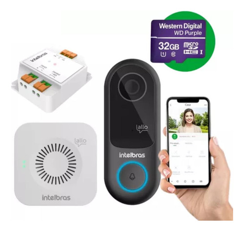 Vídeo Porteiro Wifi Allo W3+ Intelbras C/ Cartão Purple 32g