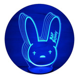 Bad Bunny Emblema Lampara Led 3d Decoración Luz Iluminacion