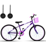 Bicicleta  De Passeio Infantil Forss Anny Aro 24 Freios V-brake Cor Violeta Com Rodas De Treinamento E Descanso Lateral