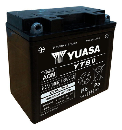 Batería Moto Yuasa Ytb9 Compatible Con Mod. 12n9-4b-1 Yuasa 