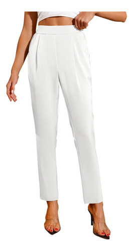 Pantalones Mujer Casual Lisos Con Bolsillos Rectos