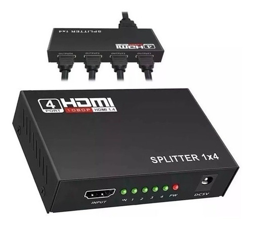 Duplicador Splitter Cabo Hdmi 1x4 Divisor Full Hd 1.4 3d Hub