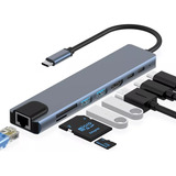 Adaptador Multipuerto Con Ethernet Hdmi Hub Usb-c 8 En 1 Usb