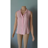 Camisa Blusa Sin Mangas Rosa Mujer Rayas Verticales