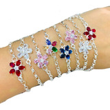 Pulsera Rolo Con Flor Plata 925 Ideal Mujer Novia Ps 186