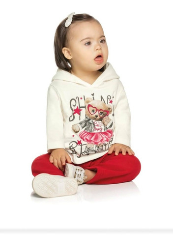 Conjunto Elian Bebê Infantil Feminino Moletom Inverno P M G