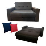 Cama Sofa 2 Cuerpos Eco Cuero 1 Plaza 1/2 Dpto + Almohadones