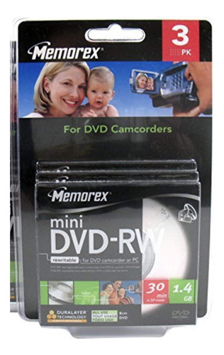 Discos Memorex 30 Min./1.4 Gb Mini Dvd-rw, 3 Piezas