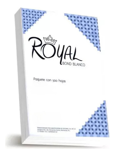 Papel Bond Royal Blanco 75 Gramos Blanc. 94% Carta 500 Hojas