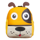 Mochila Infantil Pequena Neoprene Cachorrinho Yins Cor Amarelo Desenho Do Tecido Cachorro