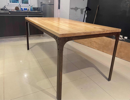 Mesa Estilo Industrial Madera Paraíso Natural Macizo -hierro