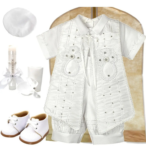 Ropon Bautizo Niño + Kit Vela Traje Bautizo Niño Bordado