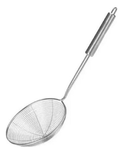 Escumadeira Inox 43cm Vazada Batata Pastel Escorre Fácil