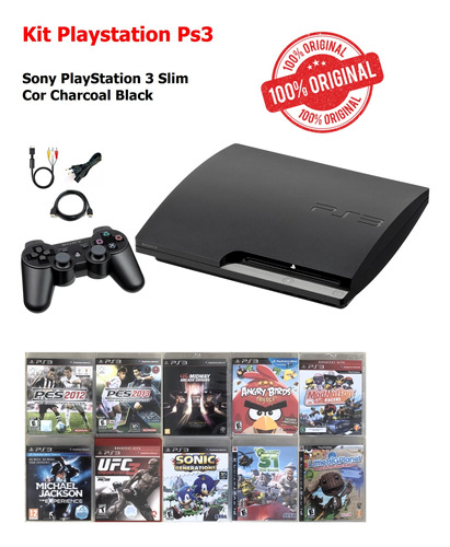 Sony Playstation 3 Slim 120gb + 10 Jogos Originais + Controle