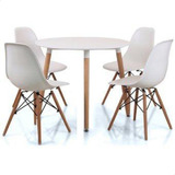 Juego De Comedor Eames Nordico Mesa Redonda + 4 Sillas Ofer.