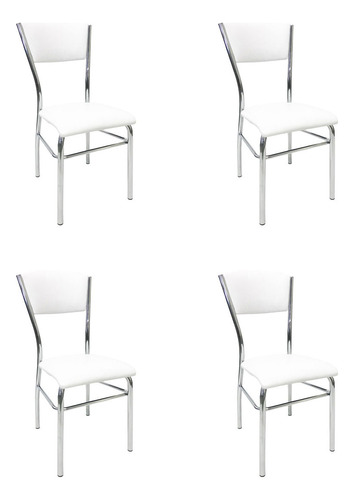 Kit 4 Cadeiras Cozinha Com Reforço Cromada Ass E Enc Branco