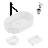 Lavabo Para Baño Cerámico Rectangular Con Tapón De Desagüe