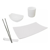 Set Sushi Ceramica Plato Palillos Sake Salsero X5pz Bazar