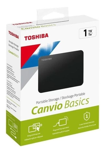 Hd Externo Toshiba Canvio Basics Hdtb410xk3aa 1tb Preto