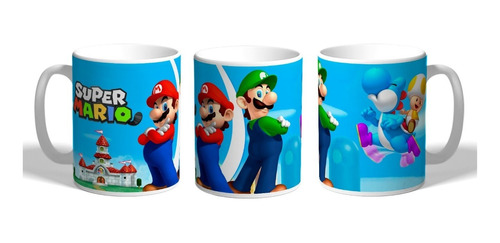 Taza Personalizada Mario Bros  En Plástico Sublimada.