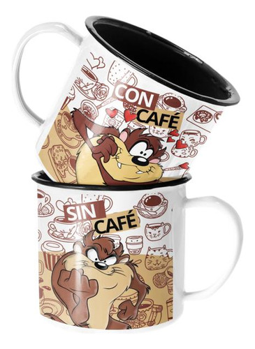 Taza Enlozada Lechera Demonio De Tazmania Con Y Sin Cafe