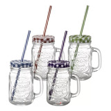 Set 36 Tarros Mason Jar 480ml C/popote - Csx