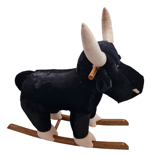 Mecedora De Madera Y Peluche Con Forma De Toro Color Negro