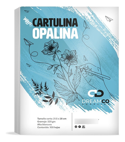 Resma Dreamco Supplies Carta Cartulina Opalina De 100 Hojas De 225g Blanco Por Unidad