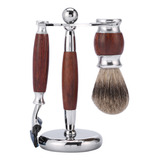 Set De Afeitado Para Hombre, Cepillo De Madera Y Safety Prof