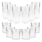 Juego 12 Vasos Vidrio Cristalino Hb 390 Ml Y Of 315 Ml Color Diamante