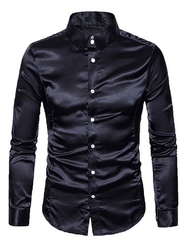 Camisa De Vestir De Lujo De Seda Satinada Para Hombre