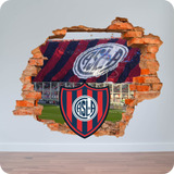 Vinilo Pared Rota 3d San Lorenzo Futbol 100x120