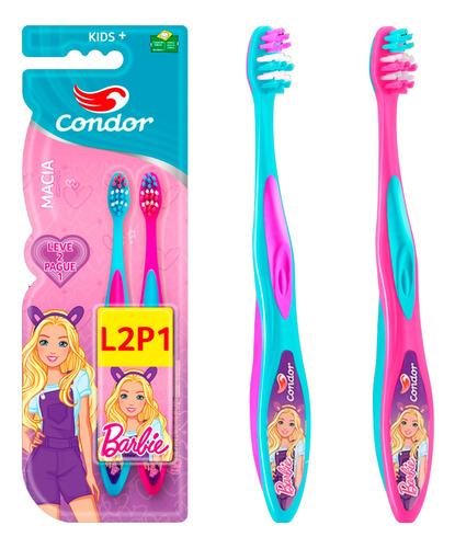 Escova Dental Condor Kids Barbie Promoção Leve 2 Pague 1