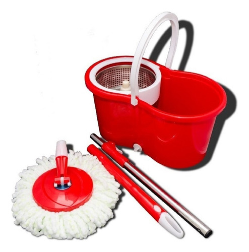 Balde Spin Mop Giratório Cesto Inox Esfregão 